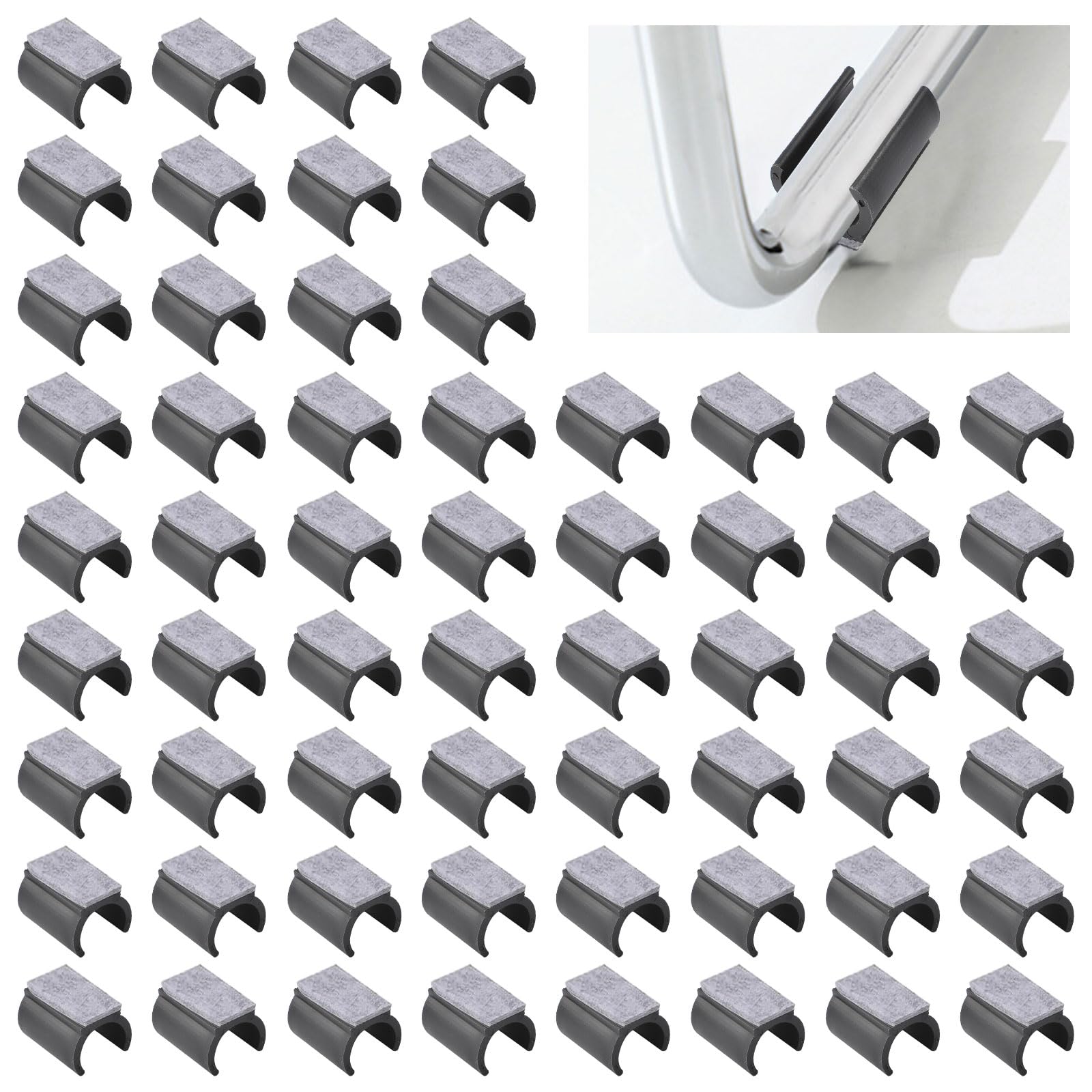 UFURMATE Chair Pads, 60Pcs 25mm Plastic Chair Leg Floor Protectors with Felt Pads, U Shaped Chair Tube Floor Protectors Non-Slip for Round Sled Base Chair Leg (Black)