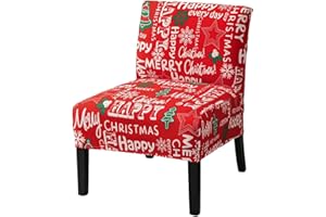 HAOYONG Christmas Armless Accent Chair Cover, Stretch Chair Slipcover Soft Slipper Chair Covers Furniture Protector Covers for Living Dining Room Hotel