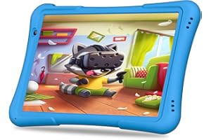 PRITOM 10 inch Kids Tablet Android 14 Tabletas 32GB, Quad-Core, 6000mAh, Large HD IPS Display, WiFi 6, Dual Camera, Bluetooth, Toddler Tablet for Kids Age 3+, Blue