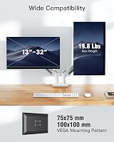 HUANUO White Dual Monitor Arm Desk Mount 13-32 Inch 75/100 VESA view 3