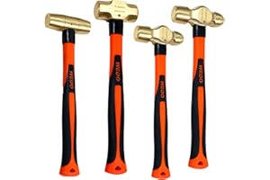 WEDO 4PCS Hammer Set,3lb Sledge Hammer,1lb Ball Pein Hammer,2lb Ball Pein Hammer,2lb Drum Type Hammer,Brass,Fiberglass Handle,Die-Forge,Corrosion Resistant