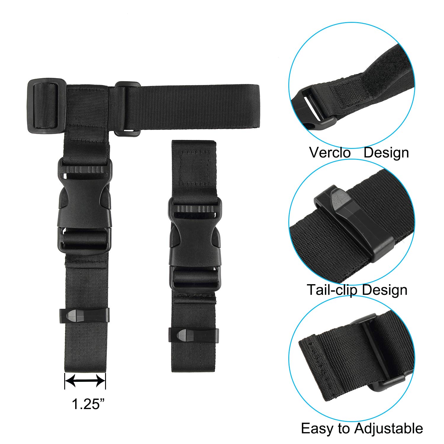 Vigorport Luggage Connector, Straps for Suitcase, Add A Bag Adjustable Attachment Accessories 1.25