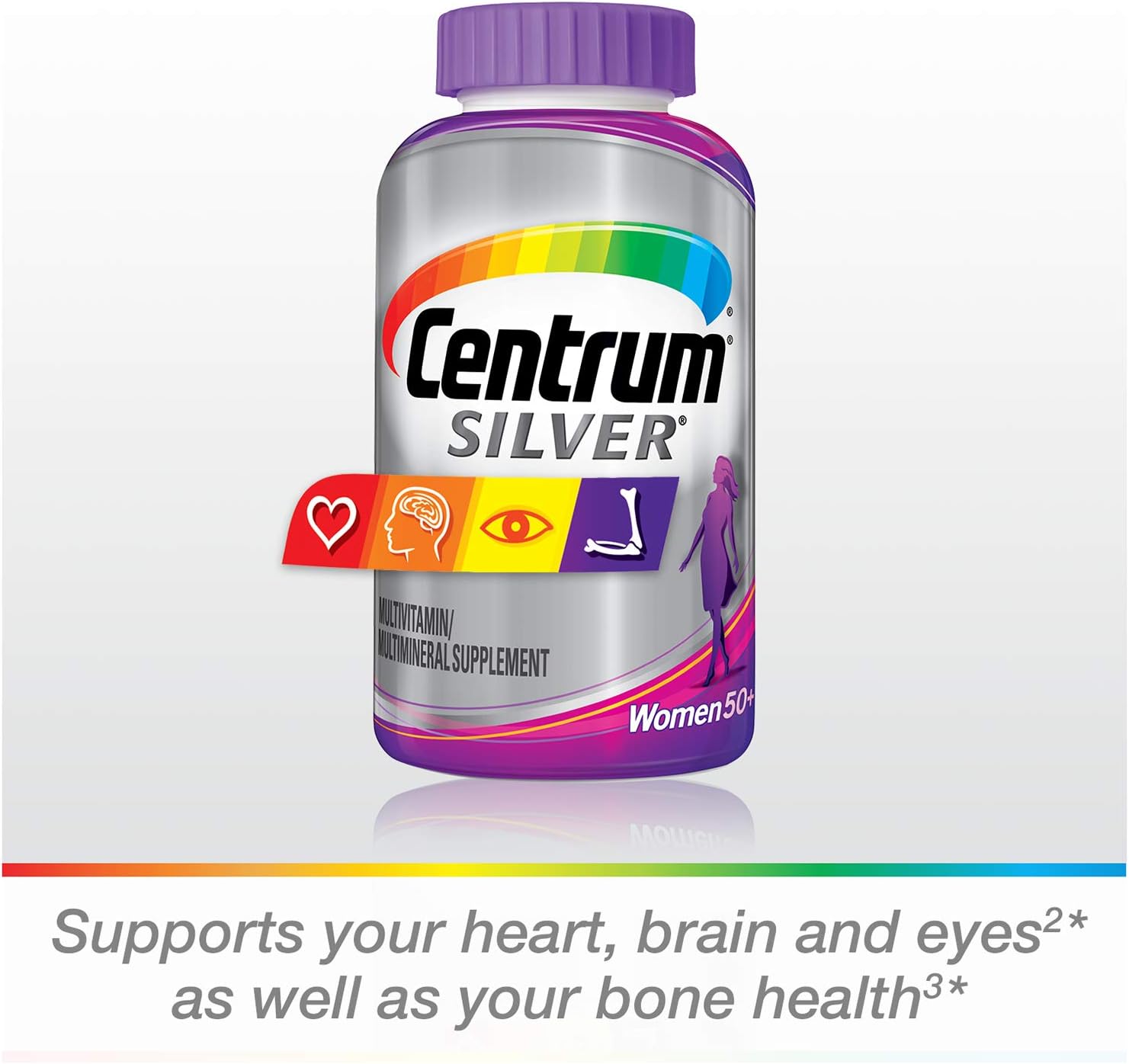 Centrum Silver Multivitamin for Women 50 Plus, Multivitamin/Multimineral Supplement with Vitamin D3, B Vitamins, Calcium and Antioxidants - 200 Count: Health & Personal Care