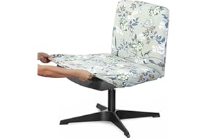 Liykimt Armless Criss Cross Office Desk Chair Cover Slipcover Accent Wide Seat Cover Swivel Task Vanity Slipper Mid Back Chair Computer Protector Stretchable Removable Without Arms