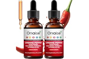 ONAISE Cayenne Pepper Drops,2 Pack Cayenne Supplement with Hawthorn Berry, Vitamin D3 K2 Beet Root Powder, Ceylon Cinnamon, Turmeric Curcumin, Organic Panax Ginseng, Berberine Extract