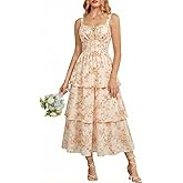 Scarlet Darkness Milkmaid Corset Dress for Women Summer Wedding Guest Dresses Cocktail Floral Sundress with Pockets