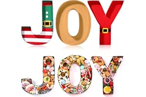 Tellingyou 3 Pcs 13.7''H Joy Christmas Charcuterie Letters Fillable Cardboard Box with Cartoon Christmas Stickers Decoration Mache Candy Container for Christmas New Year Themed Decoration Supplies