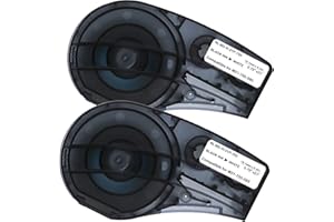 SIKOT Compatible Label Tape Replacememt for M21-750-595-WT Cartridge Ribbon, 3/4 inches Adhesion Vinyl Labels Tape, Black on White Film Work with BMP21-PLUS/LAB Printer,21' Length 0.75" Width-2 Pack