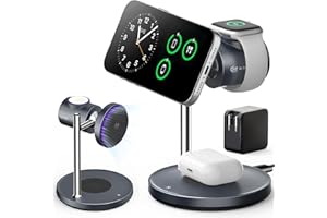 SODI Qi2.2 25W Wireless Charger, 3 in 1 Charger Stand with Cooling Fan, Magnetic Wireless Charging Station, Compatible with i