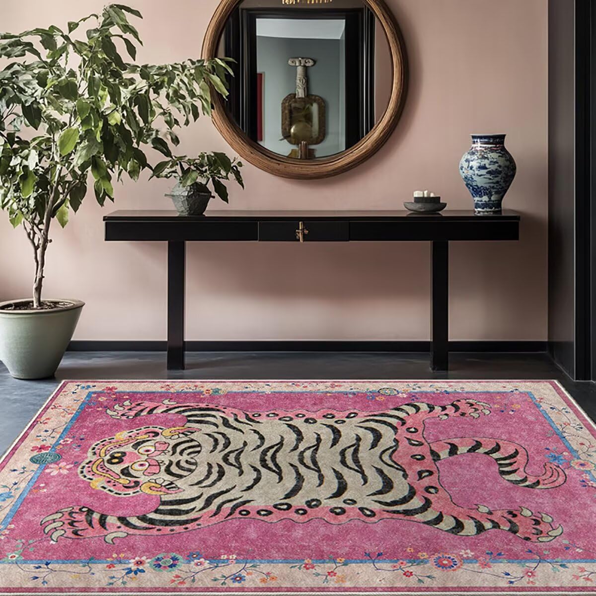 Pphcpx Tibetan Tiger Rug for Bedroom 4x6 ft Boho