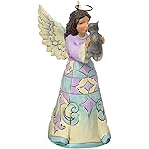 Jim Shore Heartwood Creek Pint Size Angel with Kitten Stone Resin Figurine, 5”