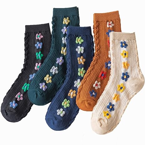 Amazon Co Jp Wuqiang 靴下 レディースソックスビンテージパターンコットンソックス5ペア ホーム キッチン