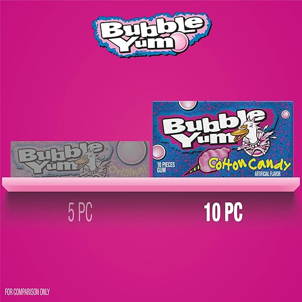 BUBBLE YUM COTTON CANDY FLAVORED CHEWY, BUBBLE GUM PACK, 2.82 OZ