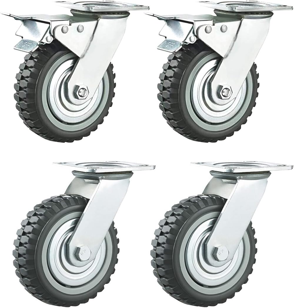 Nisorpa 4x 150mm Heavy Duty Castor Wheels Trolley Swivel w/ Brakes 1000kg