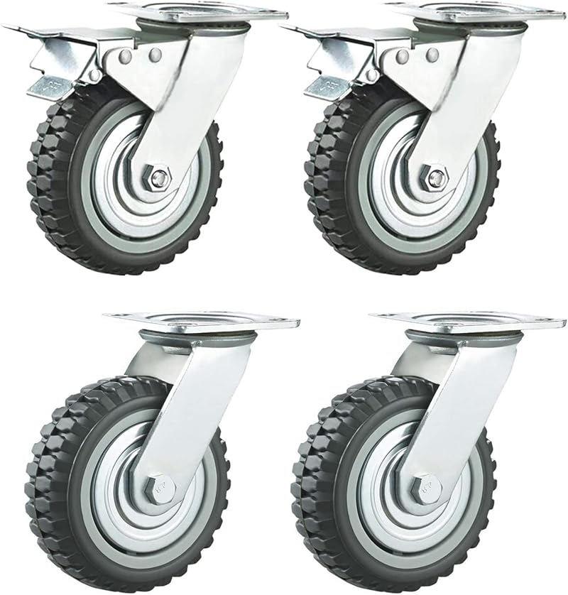Nisorpa 4x 150mm Heavy Duty Castor Wheels Trolley Swivel w/ Brakes 1000kg