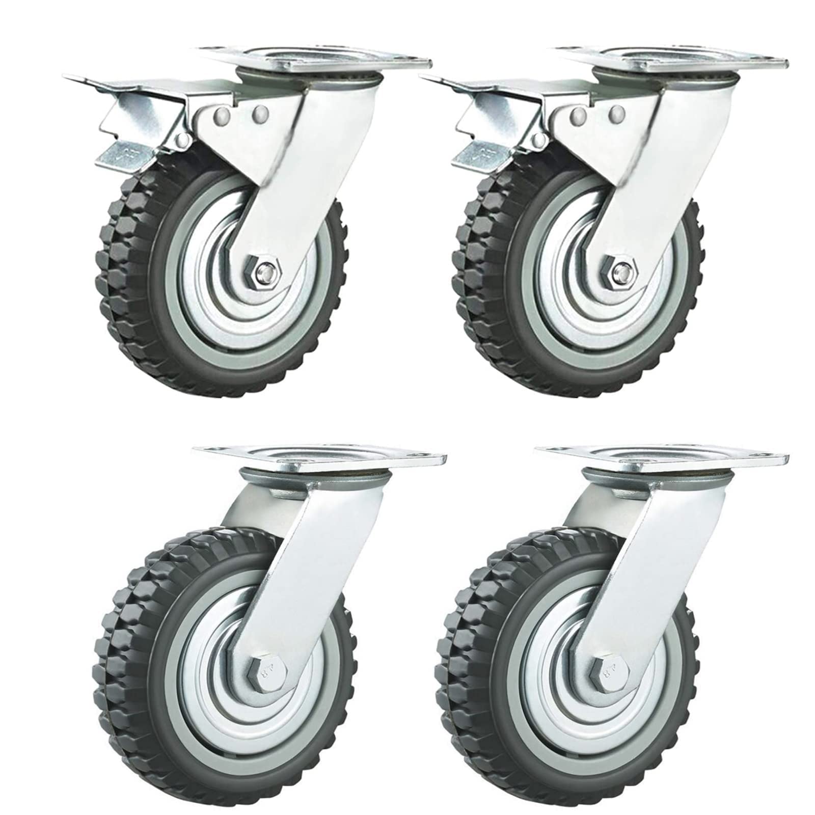 Nisorpa 4 Pcs 150mm Heavy Duty Castor Wheels,Industrial Castor Wheels Heavy Duty Trolley Wheel 360° Swivel Casters with Brakes Load Capacity 1000 KG