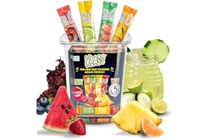 Klass Aguas Frescas Powdered Drink Mix | 44 Sugar Free Powder Packets | Flavors - Cucumber Limeade Pineapple Tangerine Strawberry Watermelon & Hibiscus Berries - Water Enhancer To Go!