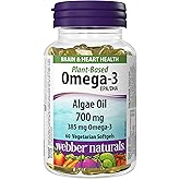 Webber Naturals Plant-Based Omega-3, 60 Softgels, Fish-Free Source of Omega-3, From Sustainably Cultivated Algae, Vegan