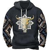 Zhyaj Classic Drawstring Hoodie for Men Classic Hooded Neck Long Floral Printed Sleeve Street Style Fall Sweatshirt with Kangaroo Pocket for Everydaywear