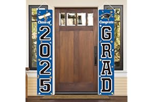 KMUYSL Graduation Decorations Class of 2025, Graduation Party Decorations 2025, Blue & Black Congrats Grad Banner Hanging Flags Porch Sign for Any School Indoor/Outdoor Decor