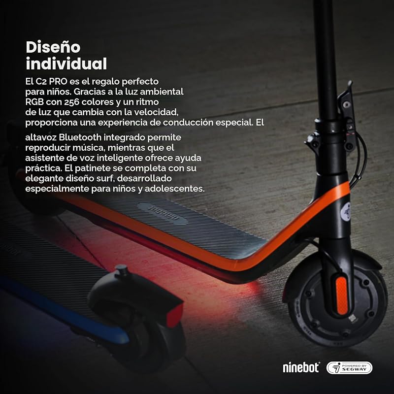 C2 Pro E, Patinete Eléctrico para niños y Adolescentes, máximo 16 km/h, 17 km de autonomía, 3 Modos de conducción