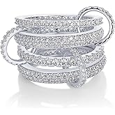 PAVOI 14K Gold Plated Interlocking Ring for Women - Chunky Connected Bands Interlock Stackable Rings for Women - Trendy Cubic Zirconia Two Tone Interlocked Multi-Band Statement Jewelry