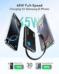 INIU 45W Portable Charger, 10000mAh Built-in USB C