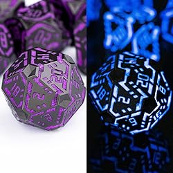OGCOPHEN Metal DND Sci-fi Dice Set 7PCS Luminous