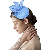 TLMNU Sinamay Fascinator Hat Floral Feather Pillbox Derby Hats for Women Wedding Tea Party with Headband Clip