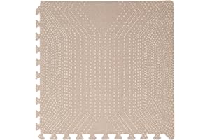 Toddlekind Premium Foam Playmat, 4 x 6 feet, 6 Tile Extra Thick Foam Floor Puzzle Mat for Babies/Toddlers Stylish, Non-Toxic, Odorless. Perfect for Tummy Time, Crawling, and Play. 0m+ (Beige/Brown)