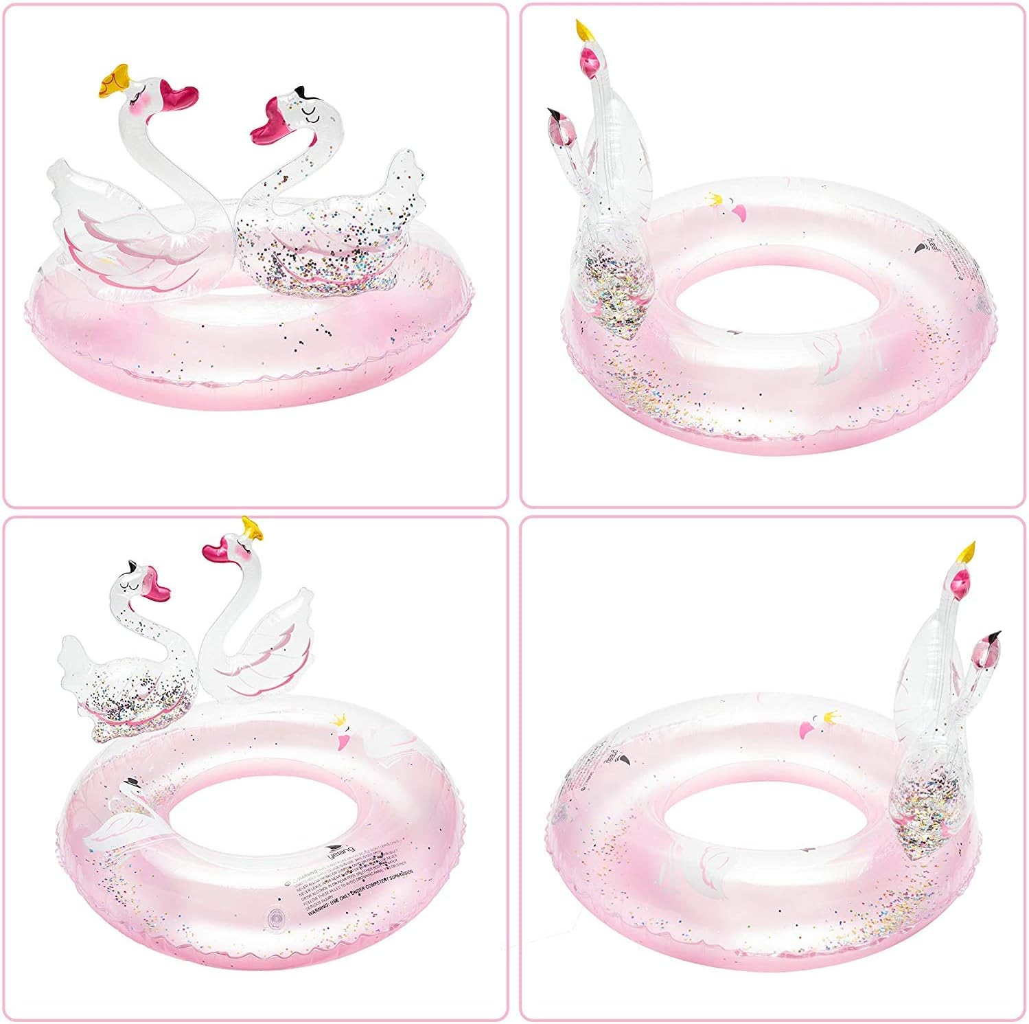 BeYumi Inflatable Twin Swans Pool Float Inflation Swimming Ring