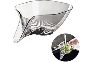 BWALION Multi-functional Drain Basket, New Fruit Cleaning Bowl with Strainer Container, Kitchen Sink Food Catcher Drainer Fruit Rinser Vegetable Washing Filter Bowl over the Sink Colander