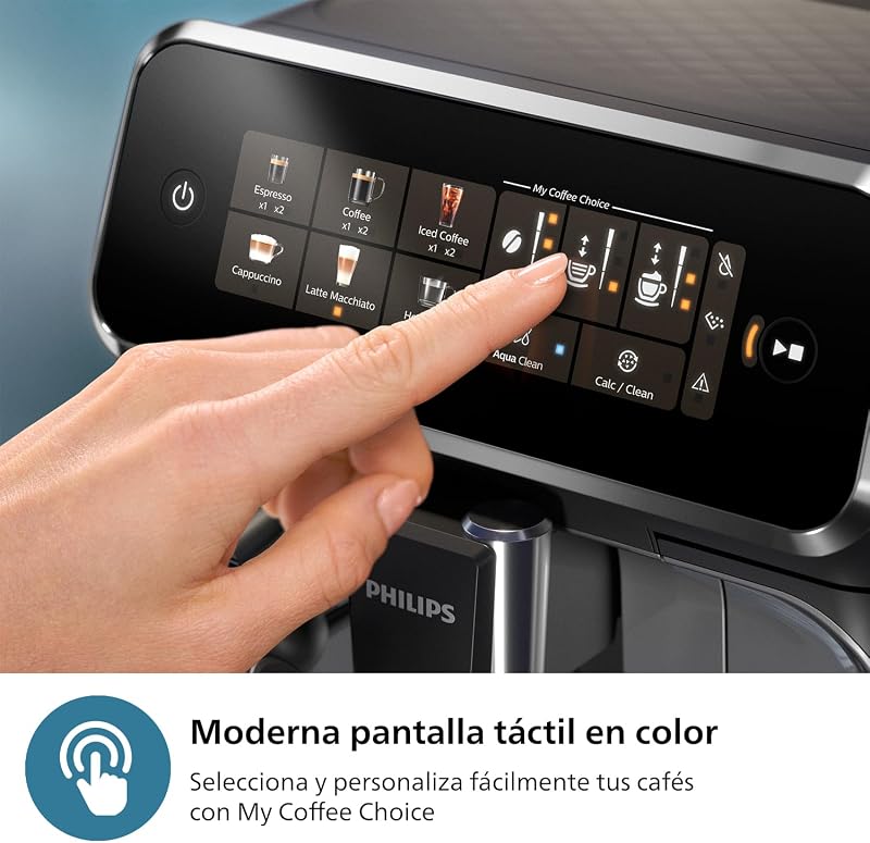 Máquina de café superautomática philips série 3300 - espumador de leite clássico, 5 tipos de café personalizáveis, extração silenciosa silentbrew, tela sensível ao toque. cromado preto (ep3326/90)