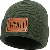 Custom Toddler Baby Beanies, Mama Mini Matching Hats, Leather Patch Baby Knit Hats, Winter Beanies for Infant, Kids Adults