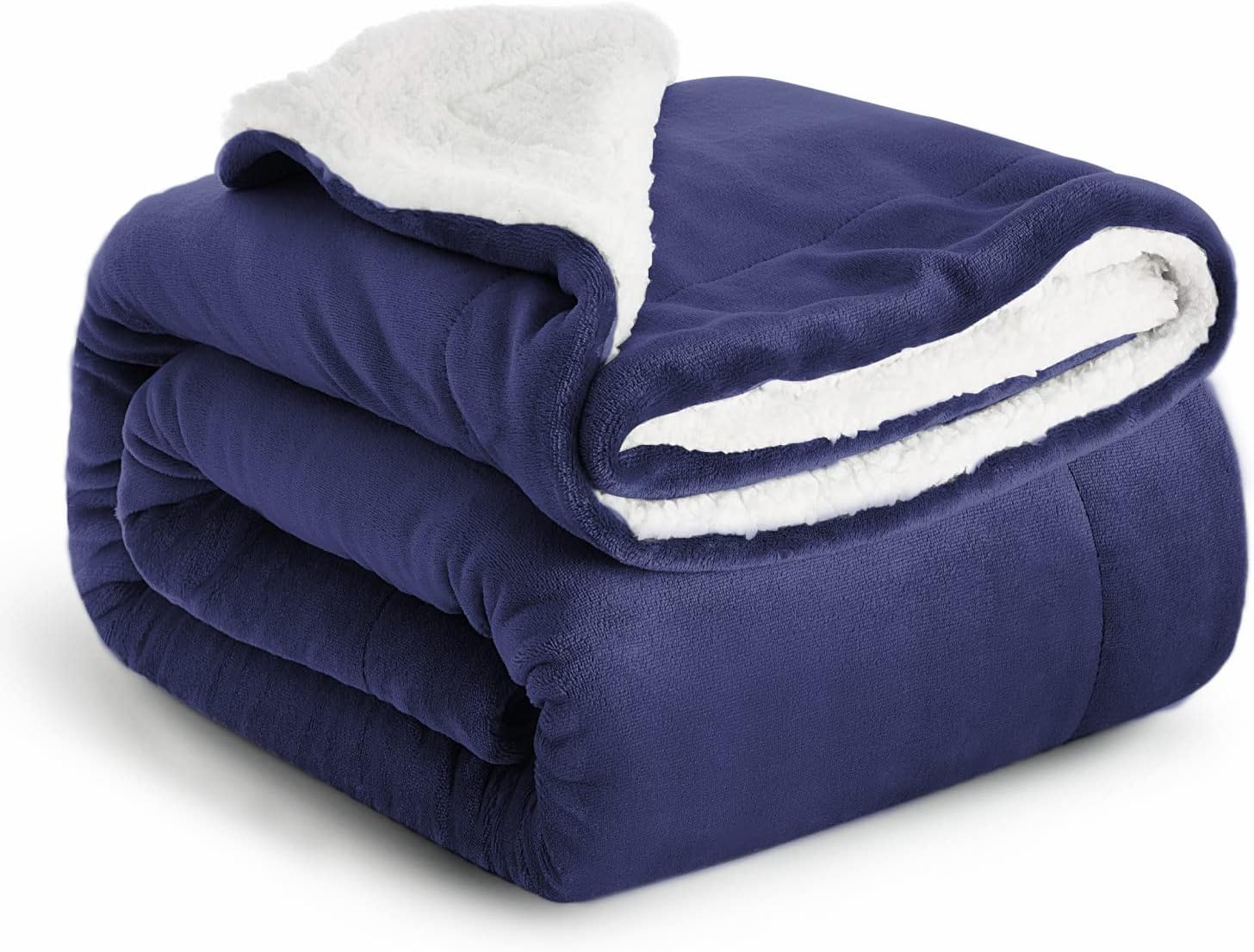 IR Imperial Rooms Sherpa Fleece Blanket Bed Throws Blankets For Sofas Soft Fluffy Thick Blanket Reversible Microfiber Throw (Navy, Queen (200 x 240 Cm)) — image 1
