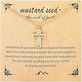 QRH Mustard Seed Necklace - Rectangle, Round, Mountain, Hill Christian Faith Geometric Religious Inspirational Gift With Message Card