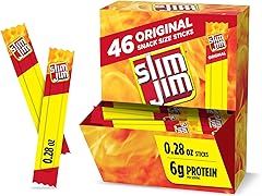 Slim Jim Smoked Meat Sticks, Original Flavor, 6g Protein Per Serving, Snack Size, Halloween Snack, 0.28 oz. (46 Count)