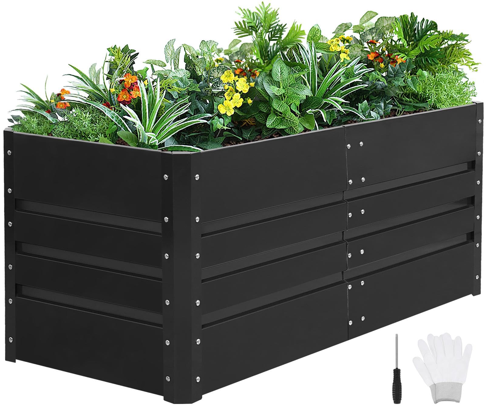 Photo 1 of 1MORE Raised Garden Bed- 4x2x1.8ft Planter Garden Boxes Outdoor, Raised Beds for Gardening, Large Metal Garden Bed Kit for Vegetables Flower, Deep Root Planter Raised Beds with Tools.Gray