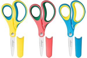 LIVINGO 5" Kids School Scissors: Small Safety Scissors Pointed Tip, Soft Handle Right Left Handedfor Craft, Classroom, Child, Toddler, Assorted Colors, 3 Pack