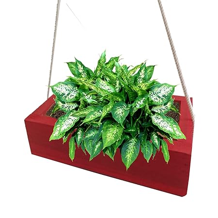 LIVEONCE Wood Box Planter Hanging -Color-RED