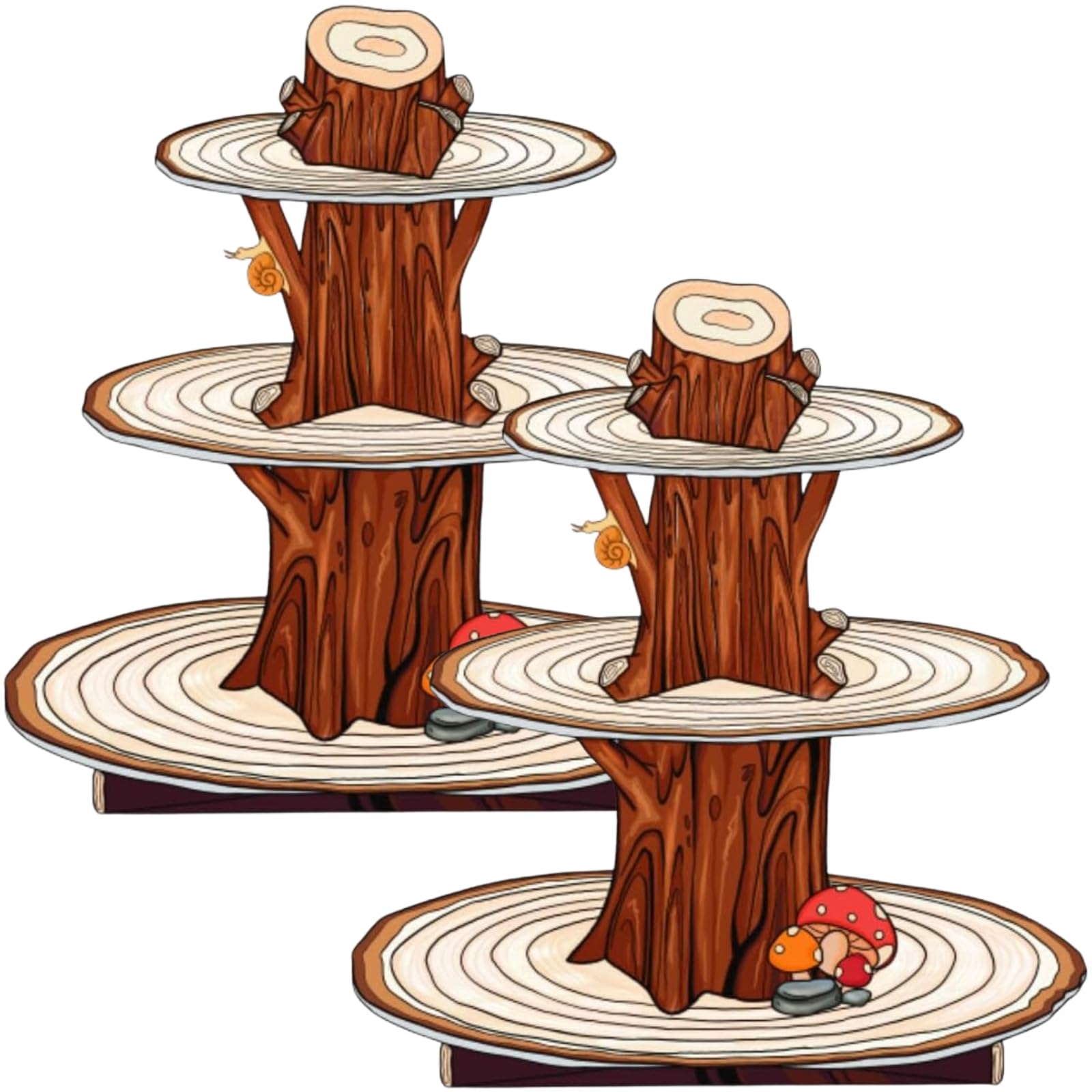 Photo 1 of 2 Pack Woodland Baby Shower Decorations Cupcake Stands: Cake Topper Stand Western Party Decors Supplies Favors, Baby Kids Boys Girls Birthday Safari Camping Mushroom Theme Cardboard Cupcake Holders