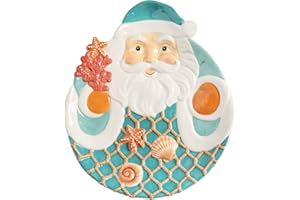Gallerie II Santa Large Dimensional Seashell Christmas Plate Blue
