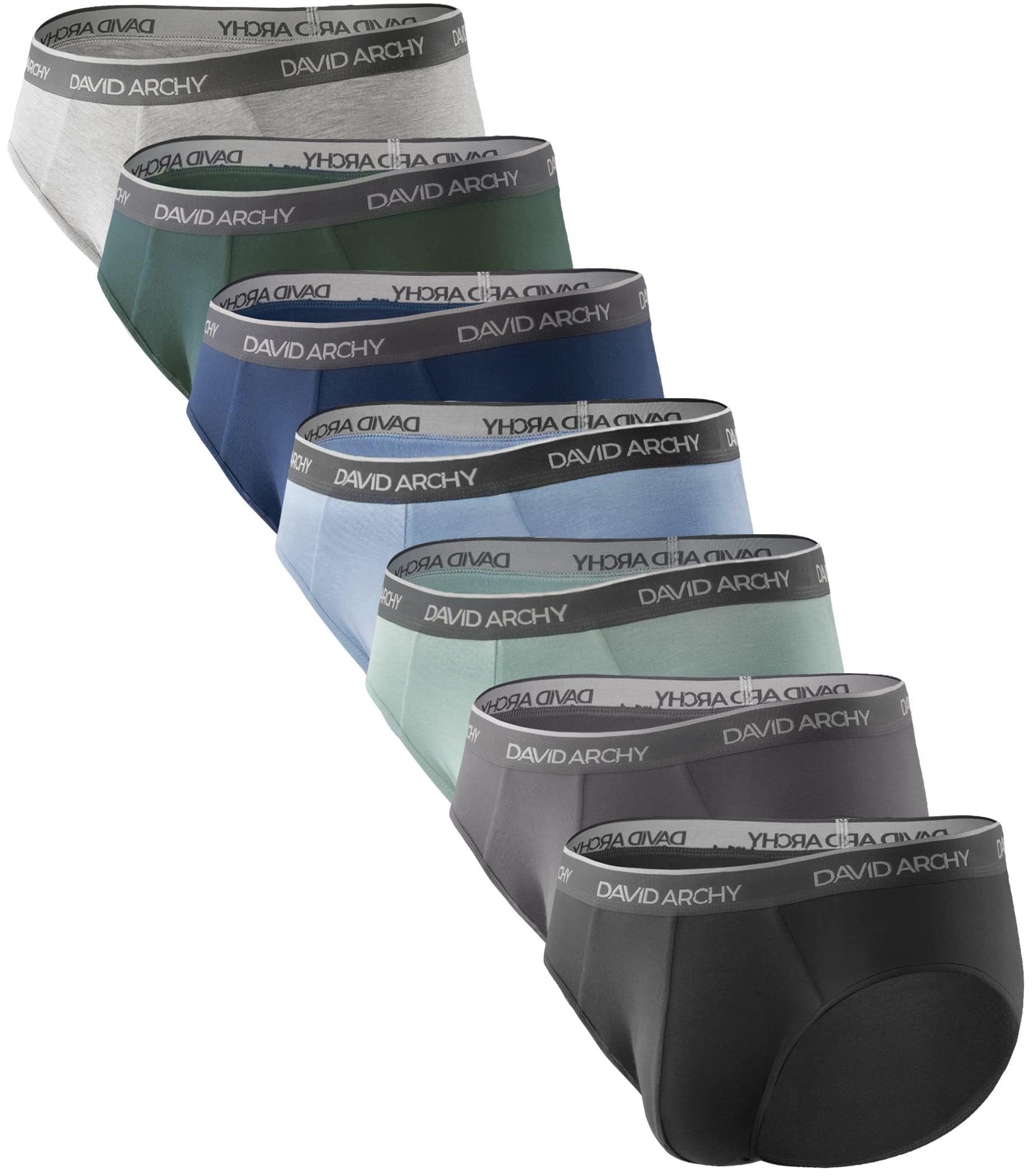 Photo 1 of DAVID ARCHY Men's Briefs Rayon Made From Bamboo Underwear Pouch Breathable Super Soft Comfort Briefs Lightweight No Fly 7 Pack (M, Multicoloured - 7 Pack)