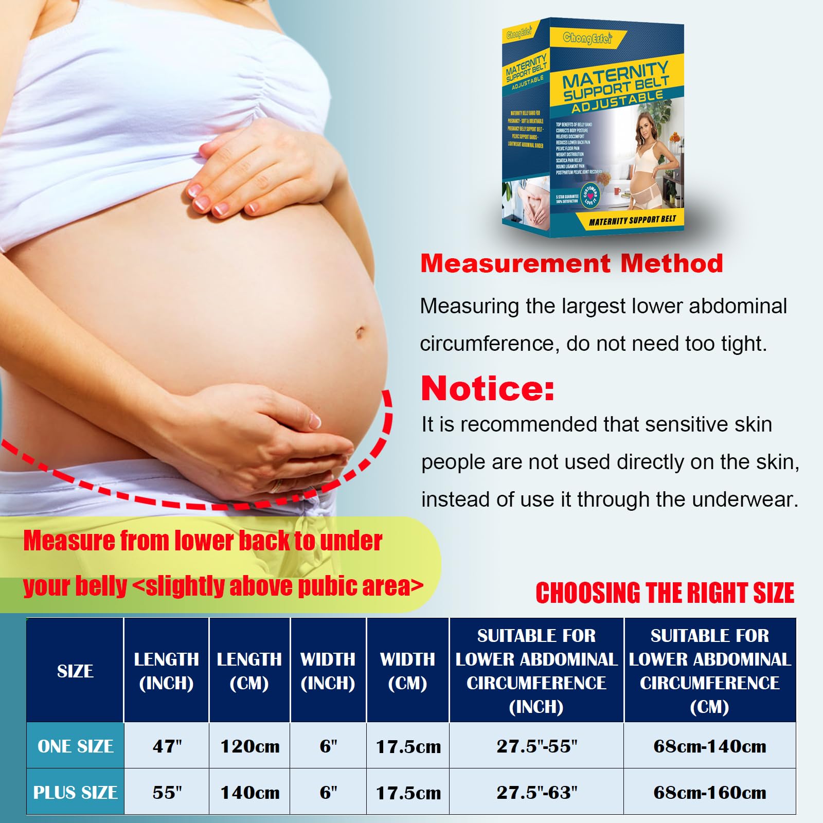 ChongErfei Pregnancy Belly Band Maternity Belt Back Support Abdominal Binder Back Brace - Relieve Back, Pelvic, Hip Pain for Pregnancy Recovery(Black,One Size)