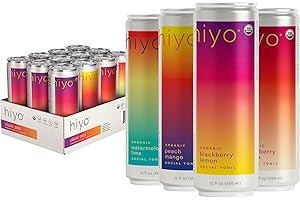 Hiyo Organic Social Tonic – Classic Pack, 12 Pack - N.A. Functional Seltzer, Sparkling Water Crafted with Organic Adaptogens, Nootropics & Botanicals