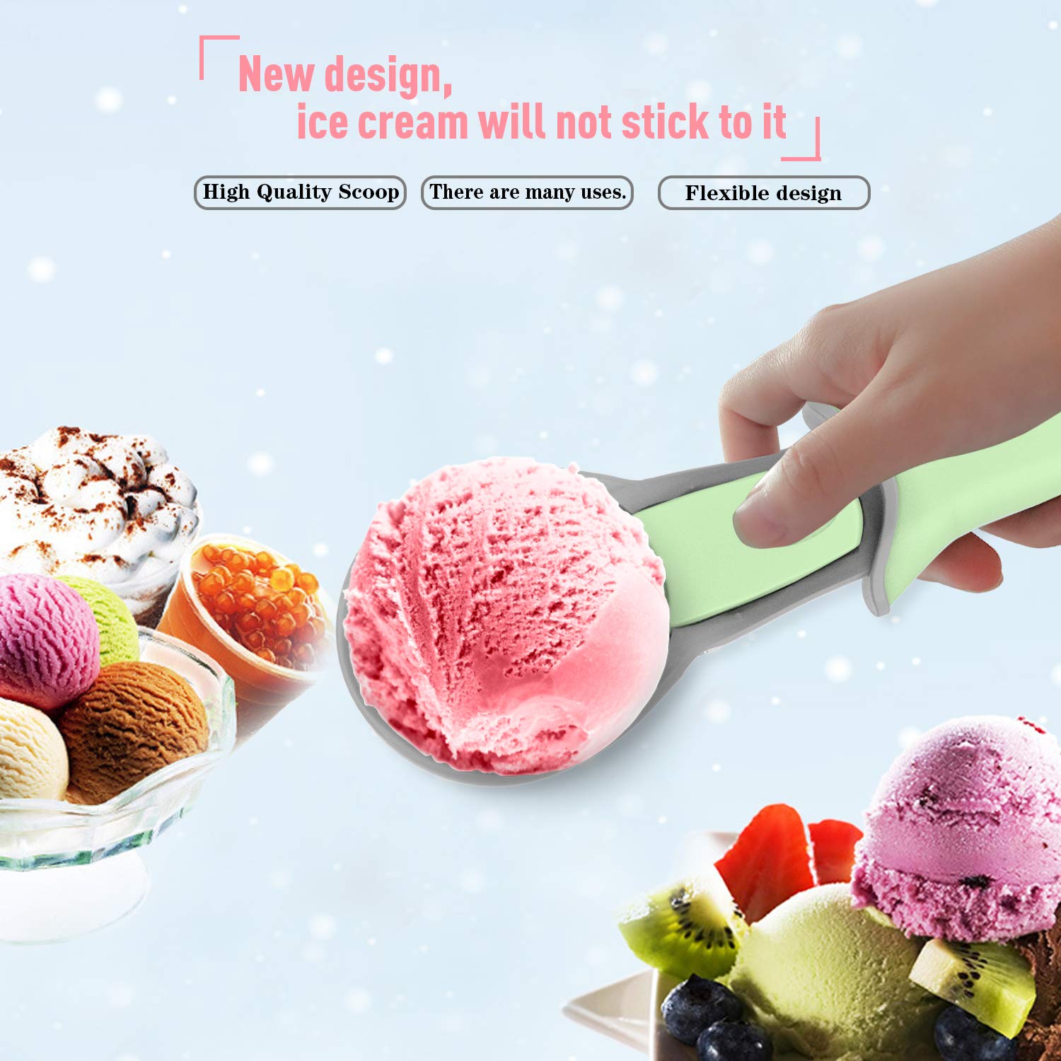 NonStick TPR Spoon Antifreeze Scoop for Ice Creams Cookies Doughs and