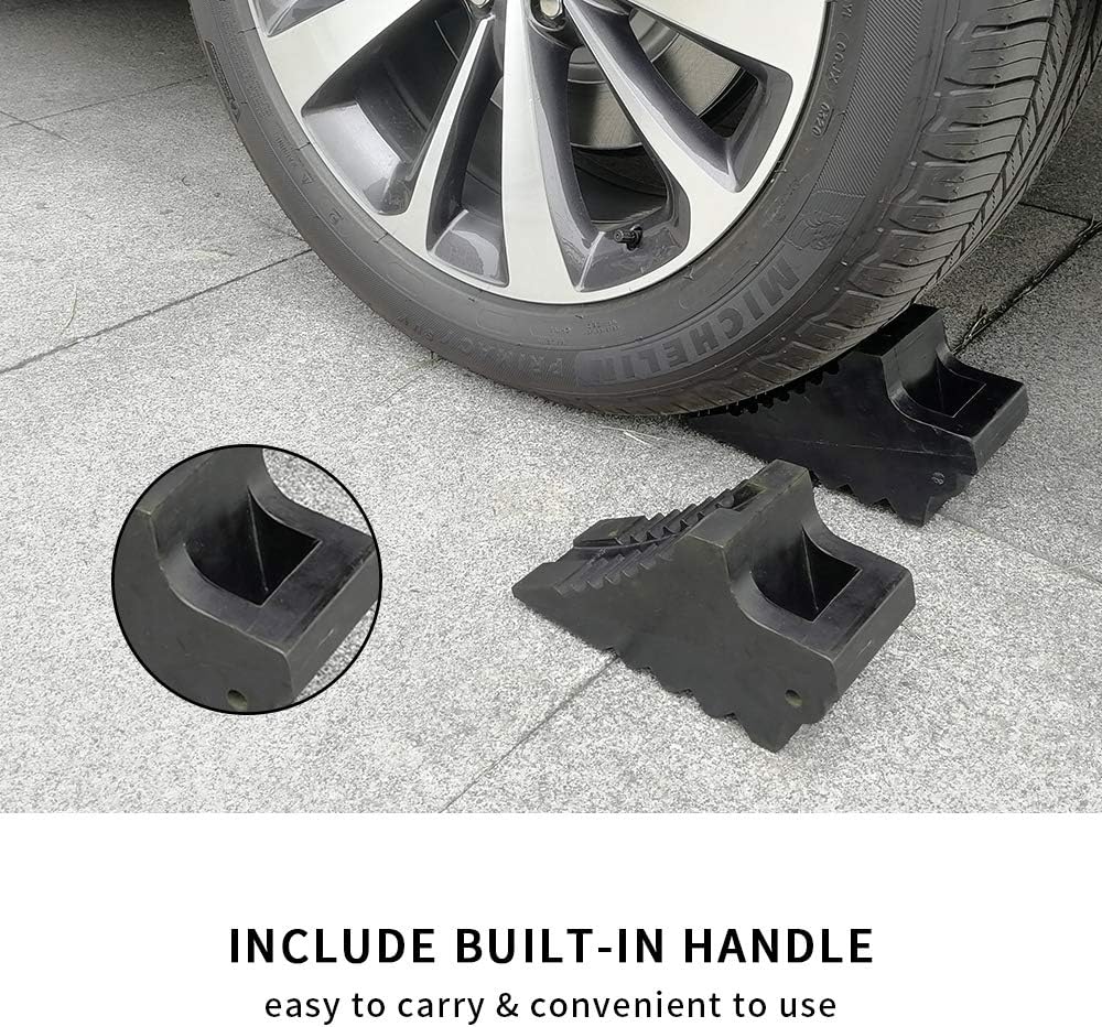 ROBLOCK Solid Rubber Wheel Chocks Heavy Duty Trailer Chock -2 Pack Black, 8.6" Long x 3.7 Wide x 4.7" High: Automotive