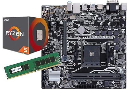 SNOGARD Aufrüst-Kit AMD Ryzen 5 2600 + ASUS Prime A320M-K + 8GB DDR4 RAM/Desktop Computer Mainboard Bundle/Aufrüstset/PC Tuni
