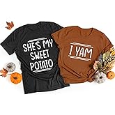 YZMI Couples Matching Shirts Thanksgiving Christmas Halloween Couples Tshirt for Husband and Wife