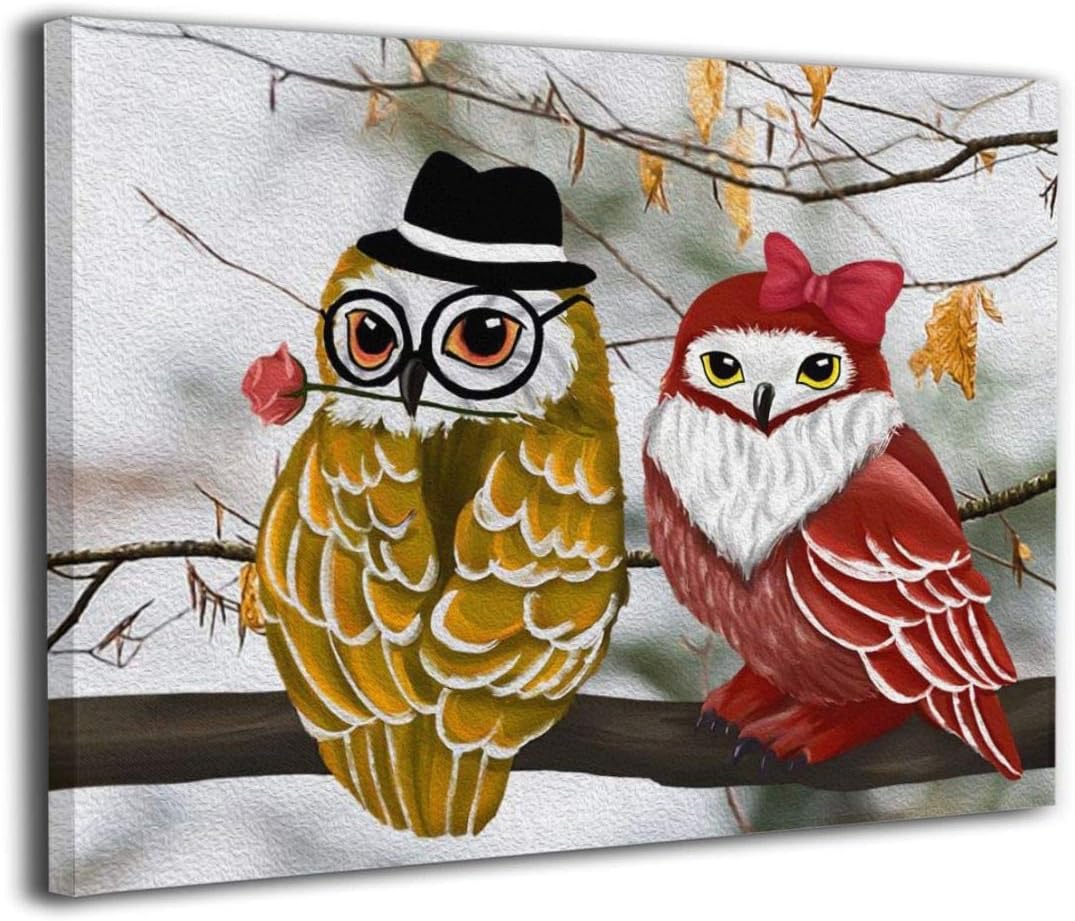 Amazon Com Martoo Art Owl Wall Decor For Bathroom Wall Decor Kids Room Decor Framed Wall Art Owl Lovers Canvas Prints Wall Decorations For Bedroom Owl Bathroom Decor For Walls Size 16x20 Inch